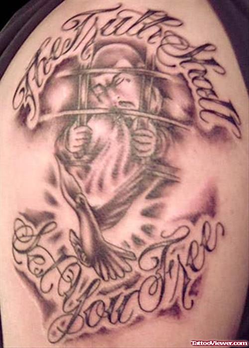 Gangsta Tattoo On Left Shoulder