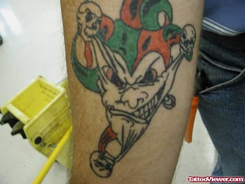 Color ink Clown Gangster Tattoo On Right Arm