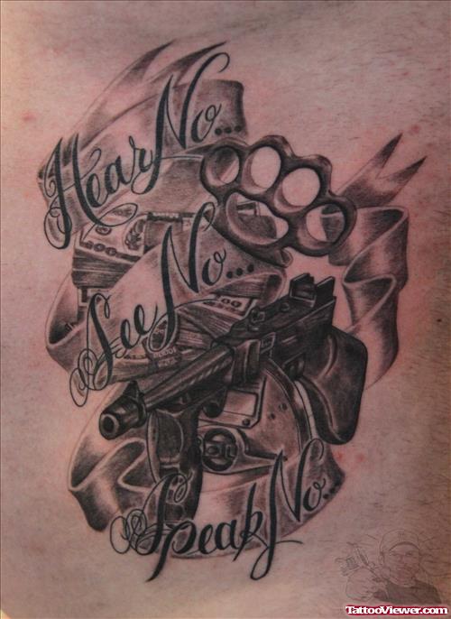 Awesome Grey Ink Gangsta Tattoo