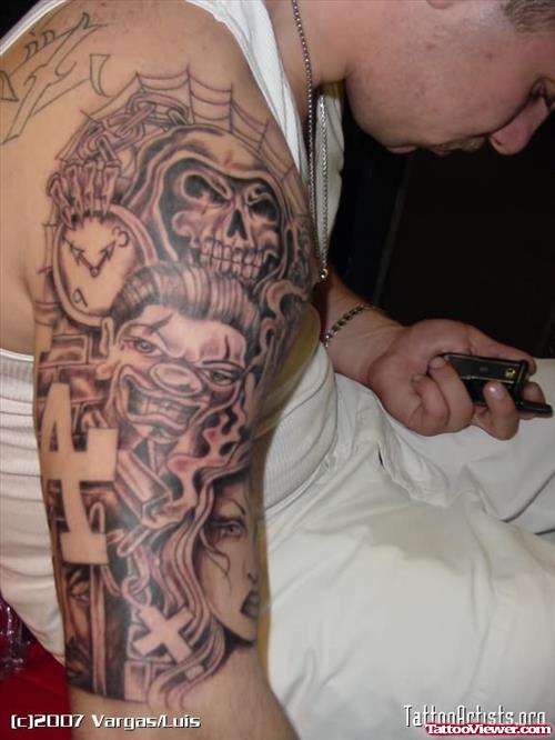 Ghost Gangsta Tattoos On Shoulder