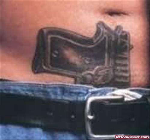 Gun Tattoo On Waist