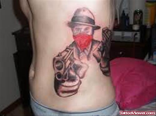 Big Gangster Tattoo On Rib