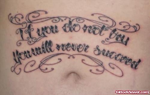 Gangsta Words Tattoo On Belly