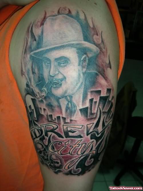 Gangster Flaming Image Tattoo