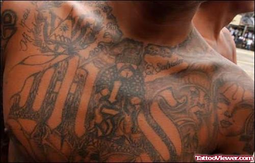 Gangster Tattoo On Chest