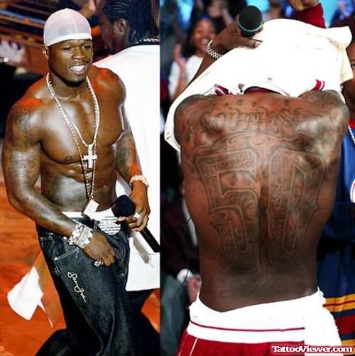 Big 50 Cent Tattoo On Back
