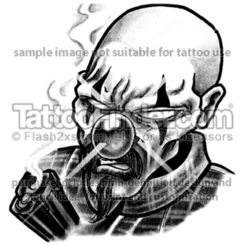 Smoking Gangster Tattoo Design