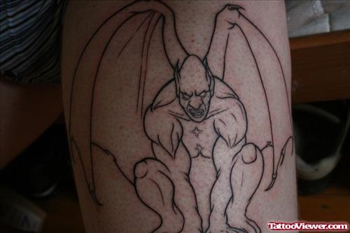 Outline Gargoyle Tattoo On Biceps
