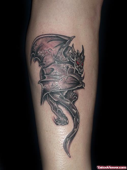 Grey Ink Gargoyle Tattoo Arm