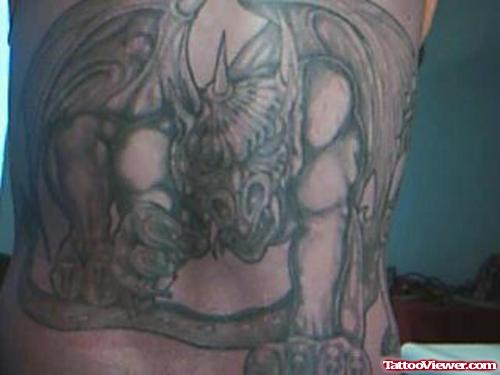 Cool Gargoyle Tattoo On Back Body