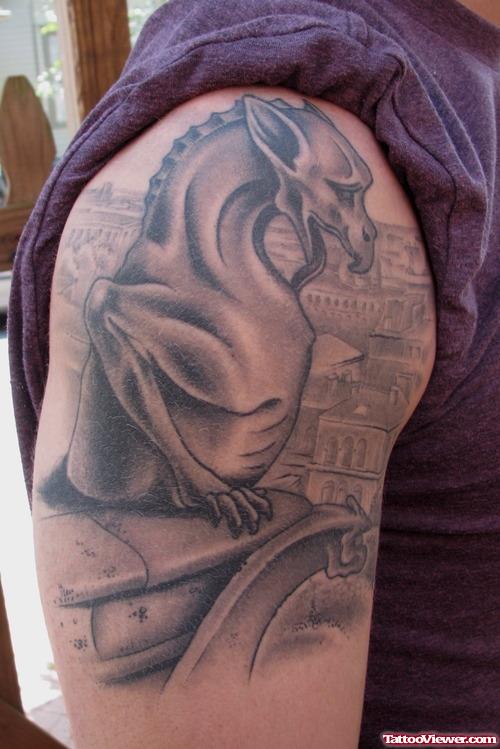 Beautiful Gargoyle Tattoo On Right Half Sleeve