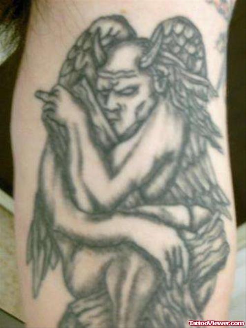 Winged Gargoyle Couple Tattoo