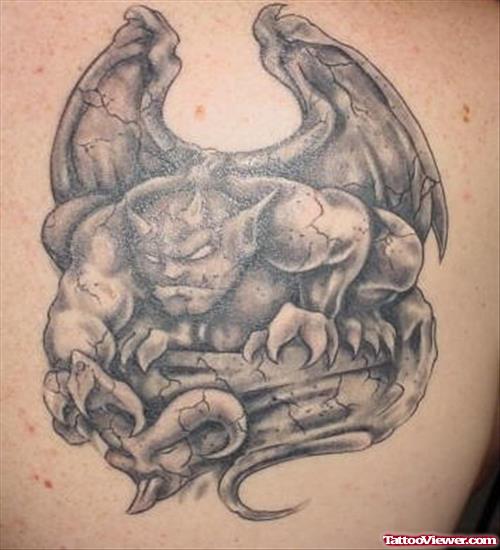 New Grey Ink Gargoyle Tattoo