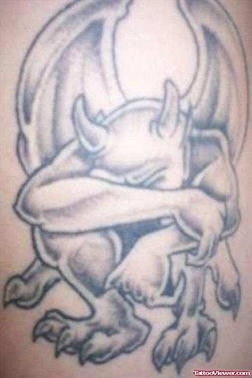 Gargoyle Sitting Sad Tattoo