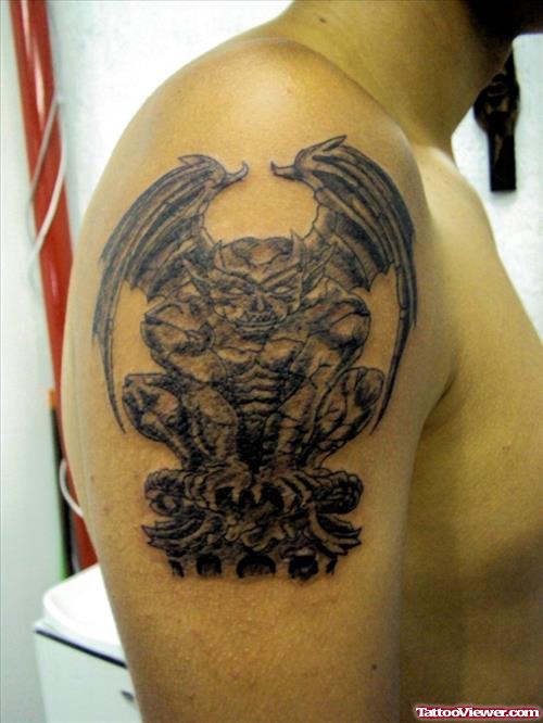 Gargoyle Tattoo On Right Shoulder