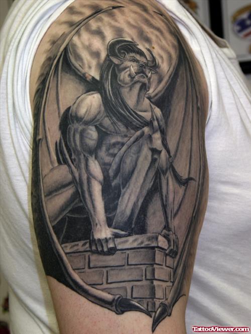 Classic Right Half Sleeve Gargoyle Tattoo
