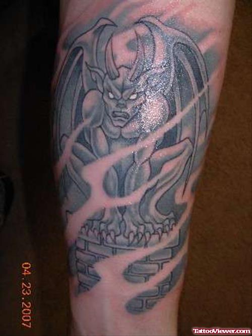 Ripped Skin Gargoyle Tattoo On Arm