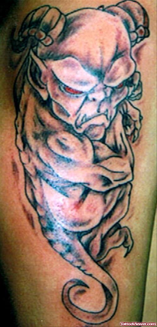 Red Eyes Evil Gargoyle Tattoo