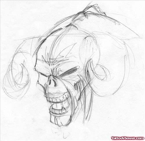 Gargoyle Skull Tattoo Design