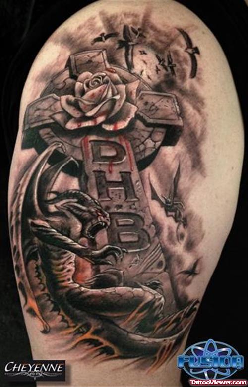 Best Right Half Sleeve Gargoyle Tattoo