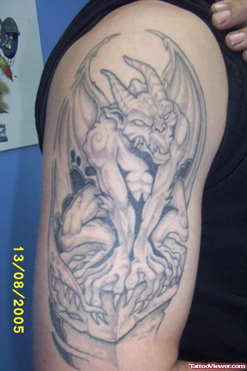 Simple Right Half Sleeve Gargoyle Tattoo