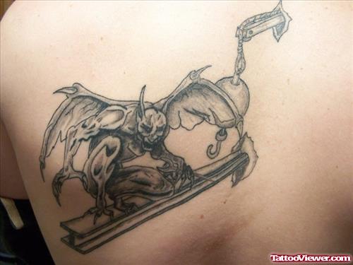 Left Back Shoulder Gargoyle Tattoo
