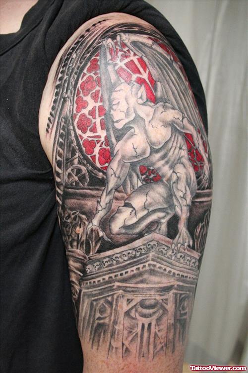 Gargoyle Left Half Sleeve Tattoo