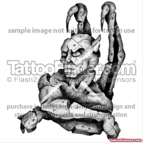 Latest Grey Ink Gargoyle Tattoo Design