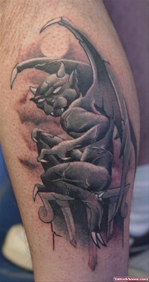 3D Gargoyle Tattoo On Leg