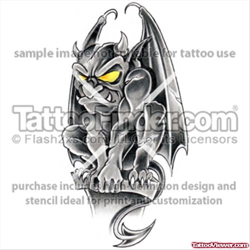 Yellow Eyes Gargoyle Tattoo Design