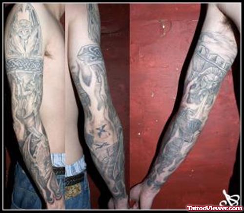 Gargoyle Tattoo On Full Sleeve