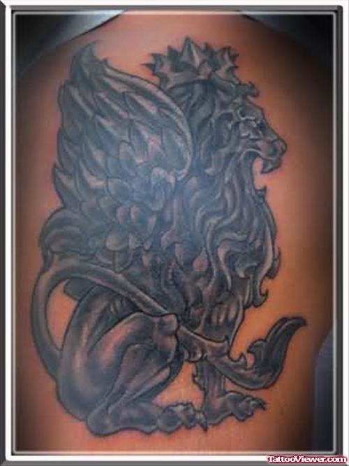Crown Lion Gargoyle Tattoo