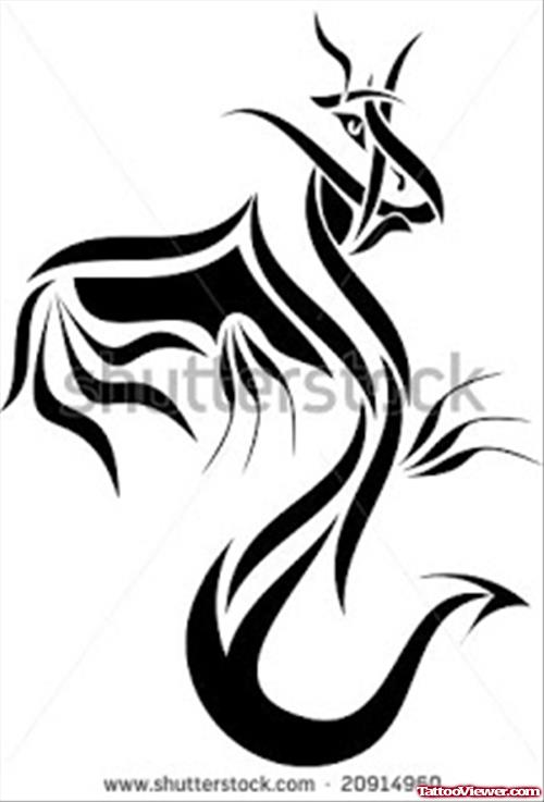 Black Tribal Gargoyle Tattoo Design