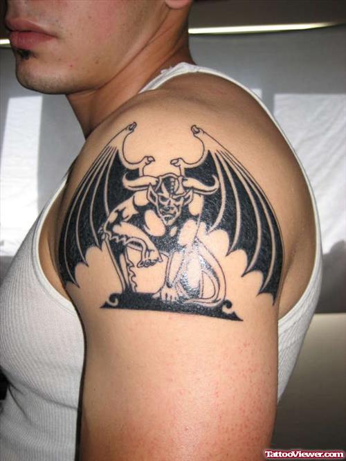 Left SHoulder Gargoyle Tattoo For Men