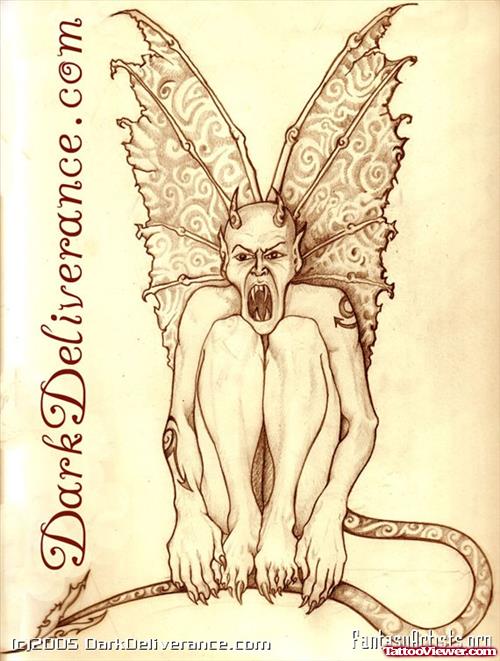 Fairy Wings Gargoyle Tattoo Design