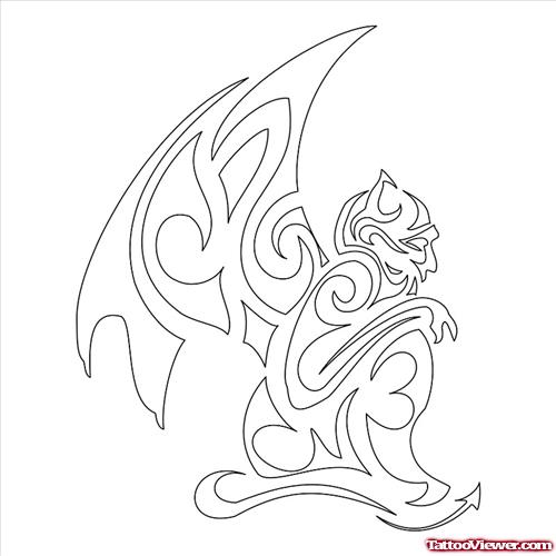 Tribal Winged Gargoyle Tattoo Design
