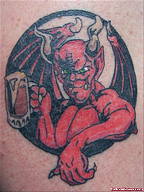 Red Ink Devil Gargoyle Tattoo