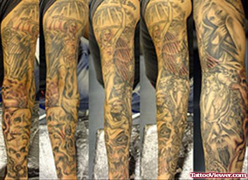 Awesome Gargoyle Tattoo On Sleeve