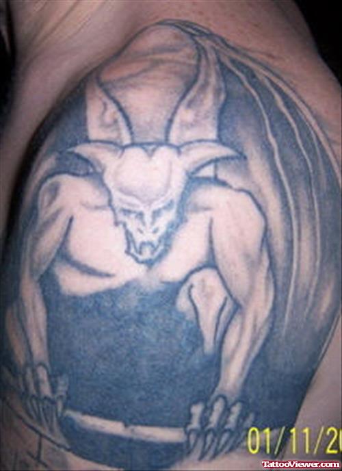 Attractive Man Left Shoulder Gargoyle Tattoo