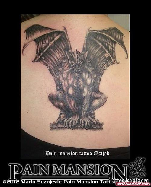 Attractive Gargoyle Tattoo On Upperback