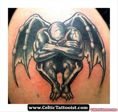 Sad Gargoyle Tattoo on Shoulder