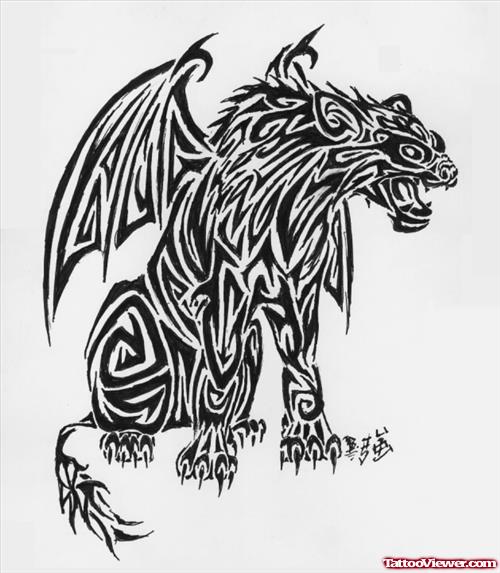 Latest Tribal Gargoyle Tattoo Design
