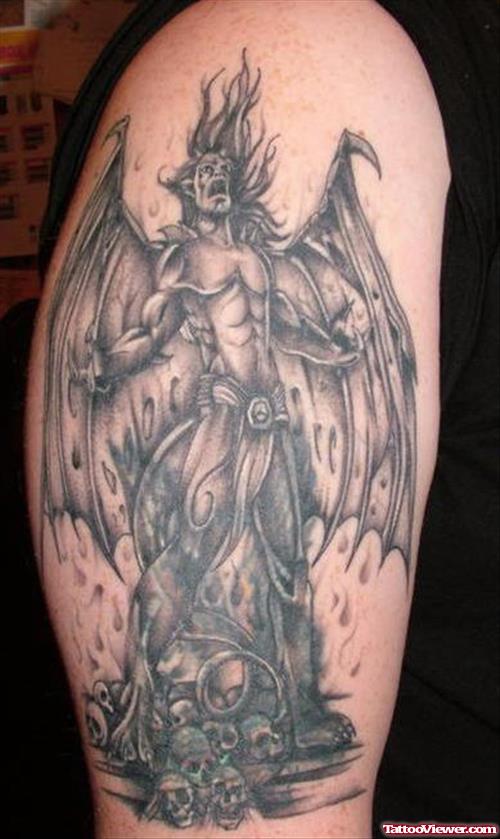 Gargoyle Tattoo On Half Sleeve