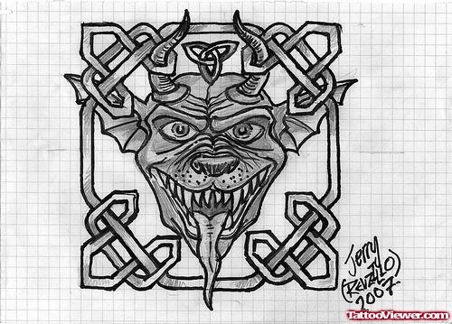 Celtic And Gargoyle Tattoo Design