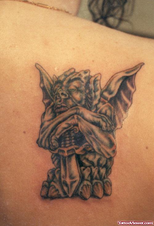 Awesome Back Shoulder Gargoyle Tattoo