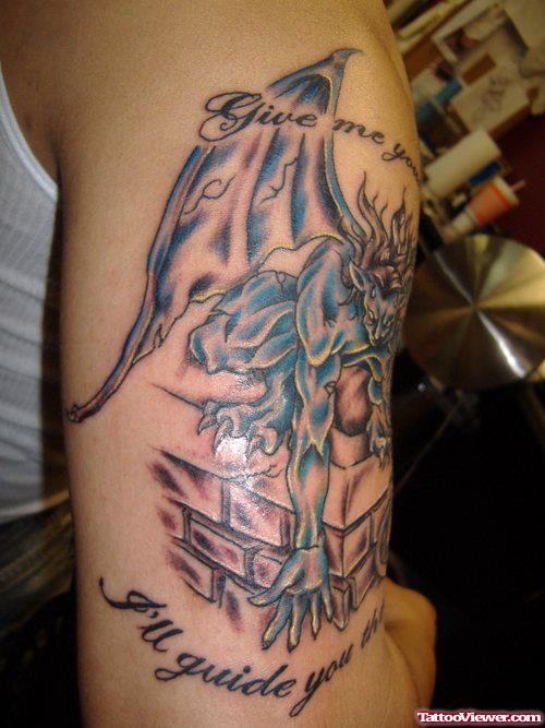 Gargoyle Tattoo On Right Biceps