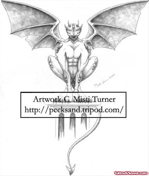 Devil Wings Gargoyle Tattoo Design