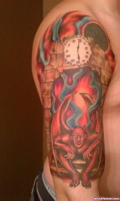 Gragoyle Colourful Tattoos On Arm