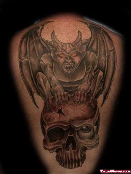 Gargoyle Demon Tattoo On Back