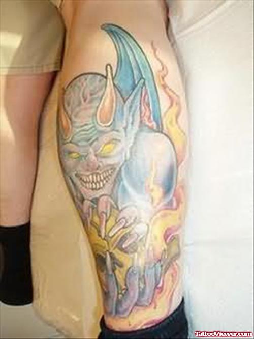 Gargoyle Tattoo Design On Leg